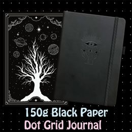Blocnotes 150Gsm Zwart Papier Bullet Dotted Notebook 160 Pagina's Dot Grid Journal 5*5mm witte Stippen 231020