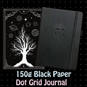 Blocs-notes 150Gsm Carnet de notes en papier noir Bullet 160 pages Dot Grid Journal 5x5mm points blancs 220914