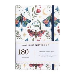 Bloc-notes 180GSM Bullet Dotted Journal PU Cuir Couverture rigide Dot Grid Notebook Papier de bambou 160 pages Mysterious Butterfly Blossom 220927