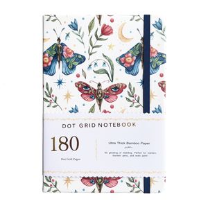 Bloc-notes 180GSM Bullet Dotted Journal PU Cuir Couverture Rigide Dot Grid Notebook Papier Bambou 160 Pages Mysterious Butterfly Blossom 230525