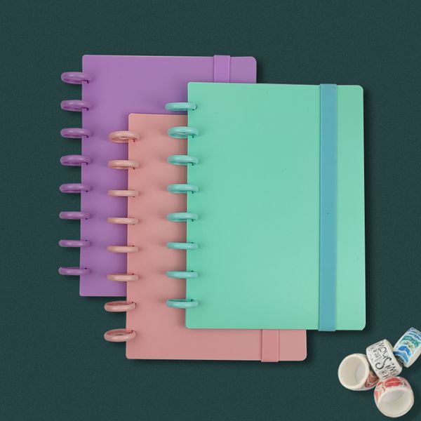 Bloc-notes 1set A5 cahier à feuilles mobiles assembler accessoires cahier couverture coquille disques de reliure bouton sangle élastique fournitures de bureau scolaire 230504