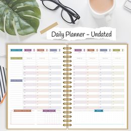 Blocs-notes 2023 Goal Action Planner Deluxe Undated Daily Weekly And Monthly Scheduling Agenda Notebook 83 x 58" 221122