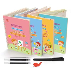 Koepboets 4 Franse 3d groove kinderen magische boek leren kalligrafie copybook brief nummers wiskunde tekenen schrijven oefeningen boeken notebook