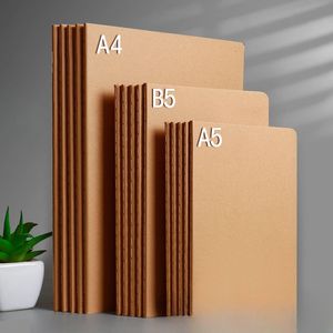 Notas de notas A4 B5 A5 Kraft Paper Notebook TO-DO Planner BOTPAD LIBRO Vintage Soft Copybook Daily Memos de cuaderno Suministros escolares 231212