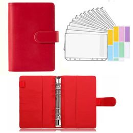 Bloc-notes A5 A6 PU Cuir Reliure Budget Planner Cash Envelope Wallet System with Pocket 230408