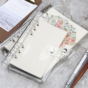 Bloc-notes A5 A6 Spirale Transparent PVC Notebook Cover Loose Diary Ring Reliing Machine Remplissage Distributeur de papier Sac de réception Carte de stockage 230408