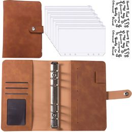 Bloc-notes A6 Binder Budget PU Leather Planner Pockets Feuilles de dépenses Notebook Cash Envelope Organizer System avec Clear Zipper 230503