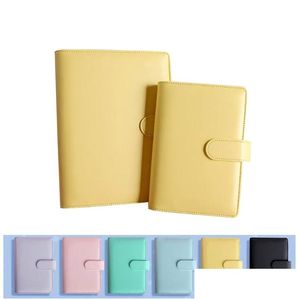 Bloc-notes A6 Binder Case 6 Couleurs Portable Bloc-Notes Main Ledger Notebook Pu Shell Haute Qualité Aron Couleur Bureau Papeterie Cadeau Drop Dhonr