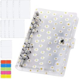 Kladblokken A6 Daisy Notebook Binder Budget Planner Organizer 6 Ring Cover 8 Pockets en 10 stuks kostenbladen 220927