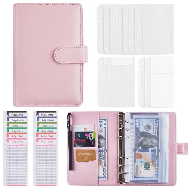 Bloc-notes A6 DIY PU Le cuir Notebook Budget Budget hebdomadaire Organisateur de planificateur 6 Anneau Cover Budget Budget Feuilles PVC Remarque