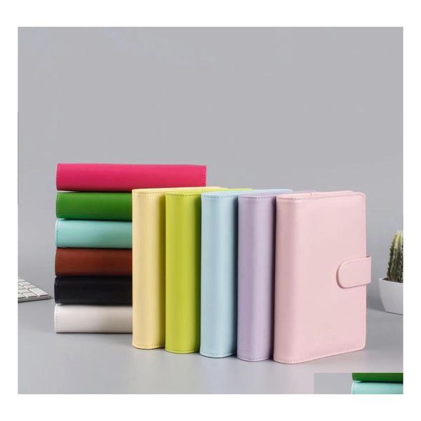 Blocs de notas A6 Cuaderno vacío Carpeta Cuadernos de hojas sueltas Sin papel PU Cuero sintético Er Carpeta de archivos Planificadores en espiral Álbum de recortes Drop D DHTHS