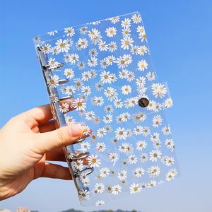 Bloc-notes A6 Little Daisy Notebook Transparent 6 Anneaux Classeur Dossier Feuilles mobiles Reliure à anneaux Kawaii École Fournitures de bureau 230704