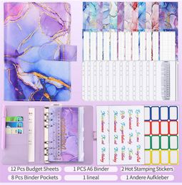 Kladblokken A6 Marble kleurrijk geld budget planner binder zipper envelopescash enveloppen voor ing organizer binding 221122