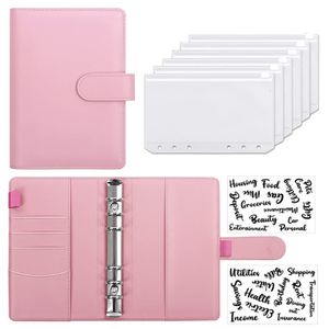 Kladblokken A6 PU Leather Budget Binder Notebook Cash Envelopes System Set met Pockets for Money Saving Bill Organizer 230503