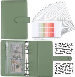 Bloc-notes A6 PU Cuir Budget Binder Notebook Cash Envelopes System Set avec poches pour l'argent Budgets Saving Bill Organizer Gifts 230523