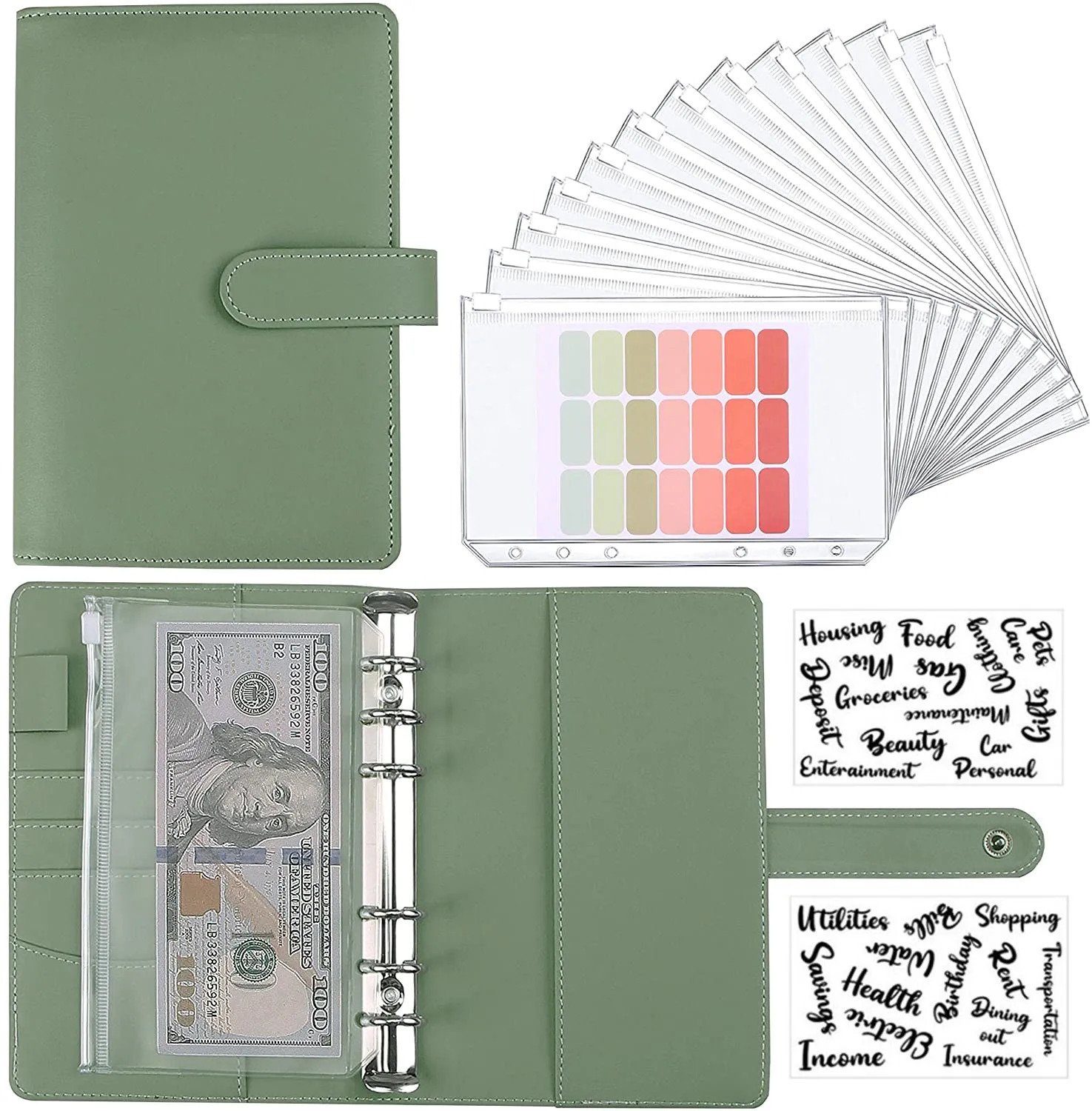 Notatniki A6 PU Skórzane budżet Notebook Notebook Cash Cash Koperty systemowe z kieszeniami na budżety na pieniądze Oszczędzanie Organizatora Prezenty 231011