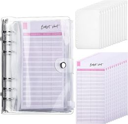Kladblokken A6 Transparant Binder Budget Planner Organizer 6 Ring Cover 6pcs Pockets en 12 stukken kostenbladen notepads