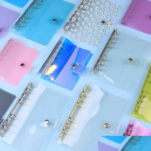 Blocs de notas A7 / A6 / A5 Rose Golden Purple Blue Glittery Bling Binder Notebook Er Diary Agenda Planificador Papel Papelería Escolar Drop Delive Dhmtx