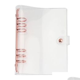 Bloc-notes Agenda Journal Agenda Agenda Pvc Or Rose Reliures Transparentes Feuilles mobiles 6 Anneau A5 A6 30Mm Classeur Er 210611 Drop Delivery Office Dh5Qn