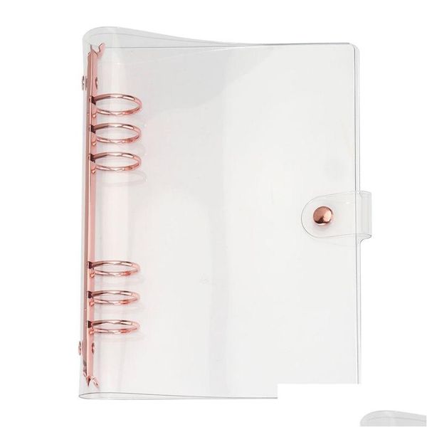 Blocs de notas Agenda Diario Planificador diario Pvc Oro rosa Carpetas transparentes Hojas sueltas 6 Anillo A5 A6 30Mm Carpeta Er 210611 Drop Delivery Office Dh5Qn