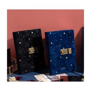 Kladboeken B6 Suede Travel Notebook met combinatie Lock Wachtwoord Star Agenda Diary Journal Notepad Business Stationery Drop Delivery Dhuxk