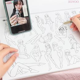 Notepads Beginner Anime Manga Materialen Boek Sketch Karakter Figuur Body Practice Boek onderwijs Tracing Simple Line Drawing Illustratie 220914