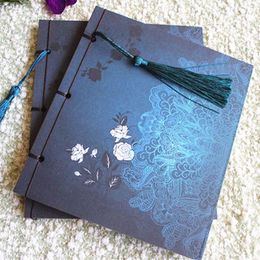 Kladblokken Chinese stijl blauwe Roos Kleur Dagbook Notebook Kwastje White Paper Retro Bloem Sketching Book Magazine Lege Chinoiserie 230408