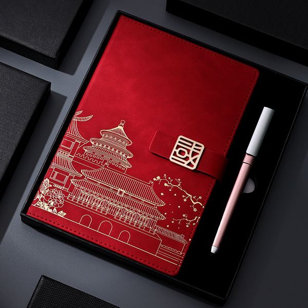 Bloc-notes Style chinois Notebook Gift Box Kawaii Supplies Étudiant Papeterie Office Planner Agenda Rétro Bloc-notes Cadeau de Noël 230515