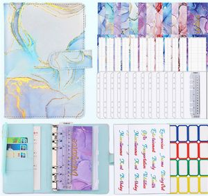 Kladblokken kleurrijke a6 pu binding budget planner notebook cover map 6hole pocket plastic ritssluiting besparing envelop 230408