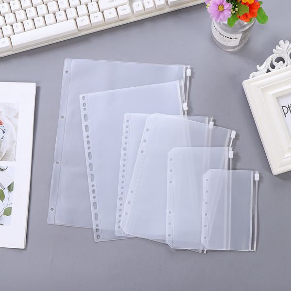 Bloc-notes pratique PVC transparent A5 A6 A7 pochettes de reliure à glissière dossiers pour 6 anneaux cahier fichiers rapports 230607