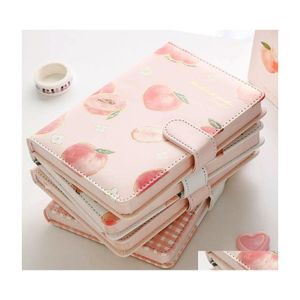 Blocs de notas Cute Pu Leather Peaches Schede Notebooks Diario Weekly Planner Notebook School Office Supplies Kawaii Stationery Drop Delive Dh043
