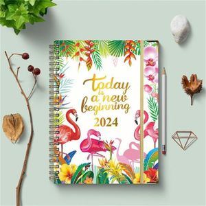 Notepads Daily Calendar Planner Coil Notebook 2024 Weekly Monthly Office Agenda Organizer Time Management Personal Appointment Journal 231130