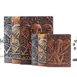 Bloc-notes Elephant Journal en relief quotidien bloc-notes en cuir cahier d'écriture anaglyphe rétro carnet de croquis A5 ligné bronze 868 B3 Drop Deli Dhqt1