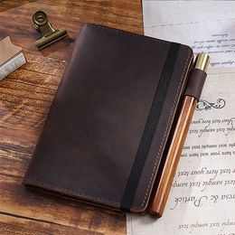 Notepads Echte lederen cover Notebook Pocket Journal Travel Field Book With Pen Folder Rope Design 220914