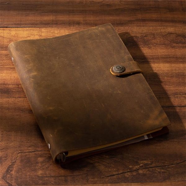 Notepads Handmade Traveler's Notebook Notebook Brown Genuine Leather Cow Wide Diario Vintage Foetchbook Sketchbook 220902