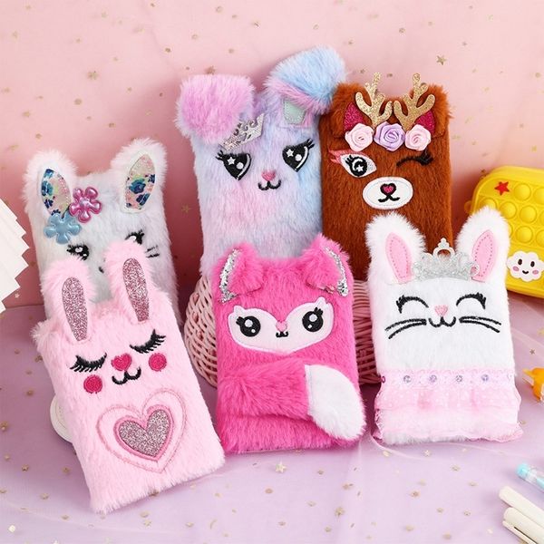 Notas de notas Kawaii Cartoon Bunny Plush Diary Book Notebook Portable Notepad Planner Agenda Journal Office School Sumentery 230816