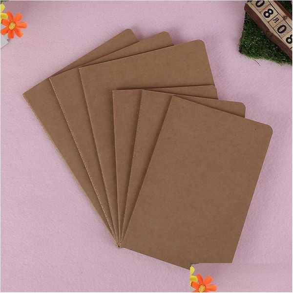 Blocs de notas Kraft Notebook Blank Cowe Paper Bloc de notas Vintage Soft Copybook Memos diarios Er Journal Vt0023 Drop Delivery Office Schoo Dhsoa