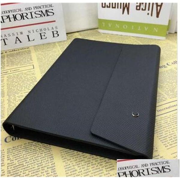 Bloc-notes de luxe Noir Harder Enveloppe Design Haut de gamme Cuir à la main A5 Taille Journal Binder Cahiers avec 100 papiers à feuilles mobiles Busi Dhltu