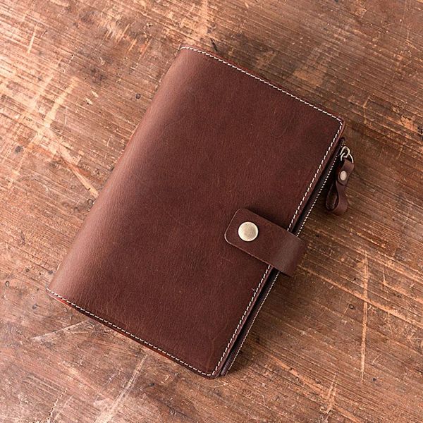 Blocs de notas de lujo de cuero genuino A5 Notebook Diary Cowhide Mini A6 A7 Bloc de notas Carpeta espiral de hojas sueltas con anillos Útiles escolares y de oficina