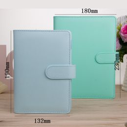 Blocs de notas Macaroon Color A6A5 PU cuero DIY Binder Notebook Cover diario Agenda planificador papel escuela papelería 230607