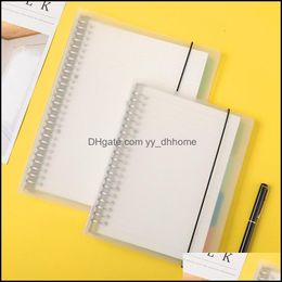 Blocs de notas Metal Colorf Cuaderno de hojas sueltas Bobina transparente esmerilada PP A5 / B5 Bloc de notas extraíble Impermeable ER Suministros escolares Drop Deli Dhx4G