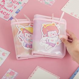 Bloc de notas Mini cuaderno de dibujos animados lindo niña cubierta de PVC color dentro de la página Cuaderno suave