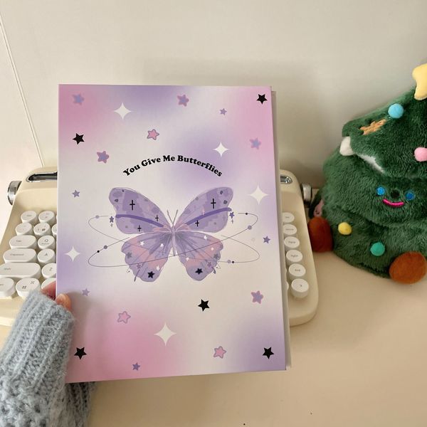 Blocs de notas Minkys Butterfly Kawaii A5 Kpop Tarjeta de álbum Encuadernación Po Colección Libro Almacenamiento Tapa dura Cuaderno Radio de Corea del Sur 230408