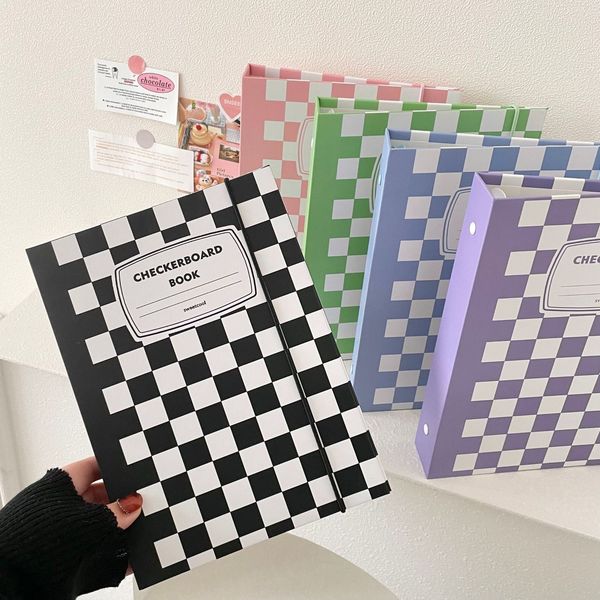 Bloc-notes MINKYS Checkerboard Kawaii A5 Kpop P ocard Binder P o Cards Collect Book Storage Album Hardcover Notebook Corée Papeterie 230626