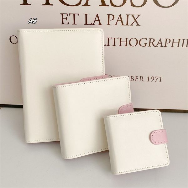 Bloc-notes MINKYS Ins Blanc Rose Kawaii A5 A7 A8 Kpop P ocard Binder P o Cards Collect Book Album PU Leather Notebook Papeterie 230606