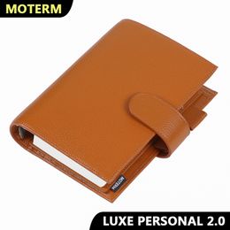 Notitieblokken Moterm Luxe 2.0 Personal Size Planner met 30 MM Rings Binder Echt Pebbled Grain Leather Notebook Dagboek Agenda Organizer 230223