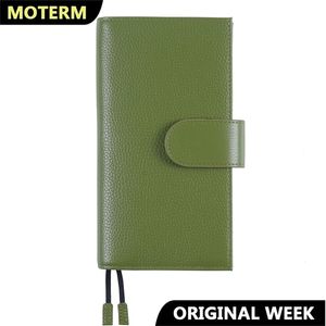 Kuitbiemen Moterm originele weken cover voor hobo -weken met achterzak en dubbele gespen Notebook Diary Pebbled Leather Planner Oganizer 220914