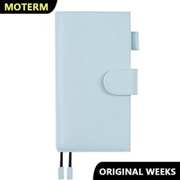 Bloc-notes Moterm Cuir grainé Original Weeks Cover pour Hobonichi et Skinny Mini Happy Planner avec poche arrière Double fermoir Agenda 230626