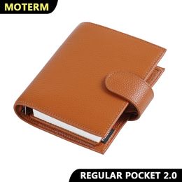 Bloc-notes Moterm Regular 20 Pocket Size Rings Planner Véritable cuir de grain grainé A7 Notebook Agenda Organizer Diary Sketchbook 230803