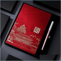 Kladblokken Kuitboeken 2022 Chinese stijl Notebook geschenkdoos Kawaii Levert Student Stationery Office Planner Agenda Retro Notepad Christm Dhoch